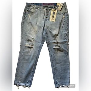 Gogo Womens Distressed High Rise Ankle Jeans Size 22